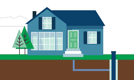Illustration of a Michigan home supplied by a private well
